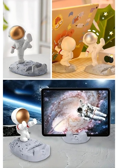 Buradabuldun Mini Astronot Model Telefon Ve Tablet Tutucu Standı