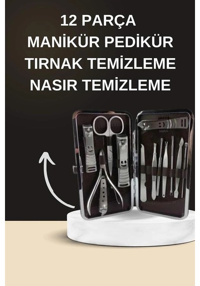 Zenvia Elektrikli Manikür Pedikür Seti İkili Set 12 Parça Tırnak Bakımı Törpü Protez Çıkarma Znv2026
