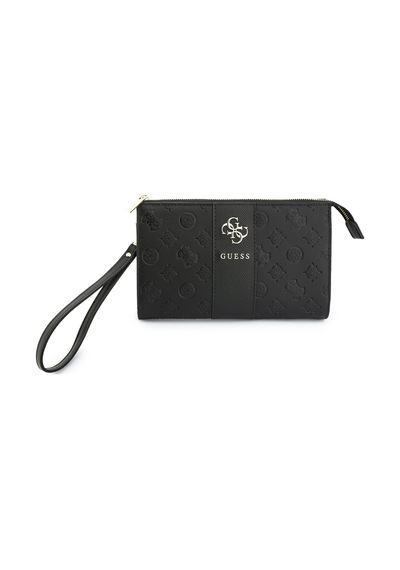 Guess Lisanslı Kadın Çanta Peony Ve 4g Desenli Şerit Detaylı Metal Logolu Omuz Askılı El Çanta Siyah