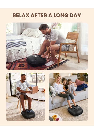 Plantar Fasiit, Nöropati, Bunyon Ve Ayak Üstü Isıtma İçin Cılı Shiatsu Masaj Aleti - Koyu Siyah