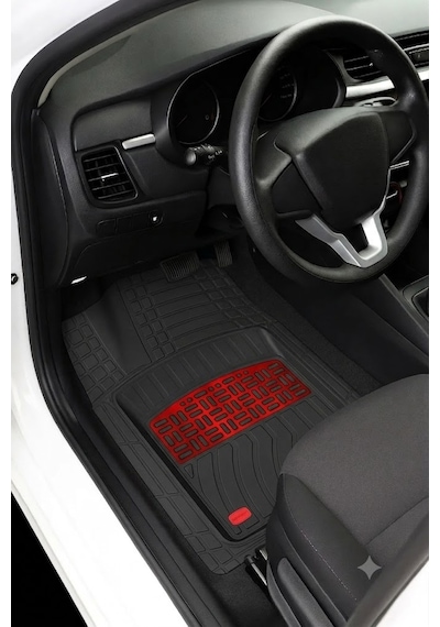 Audi A5 Sportback 2007 Uyumlu 4 Cm Derin Havuzlu 3d Universal Oto Paspas Siyah-kırmızı