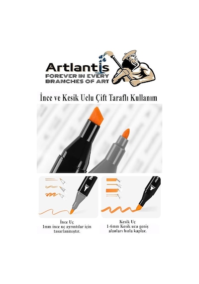 Eskiz Defteri A4 50 Yaprak 100 Gr 1 Adet 48 Renk Çift Taraflı Marker Kalem 48 Adet Touch Çift Uçlu