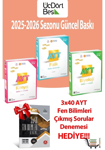 345-ayt Fizik Kimya Biyoloji Soru Bankası Seti Hediyeli