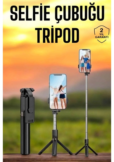 Lb Selfie Çubuğu Tripod Kumandalı Telefon Tutucu Siyah