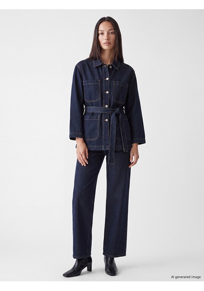 Lcw Everyday İndigo Kuşaklı Kadın Jean Ceket