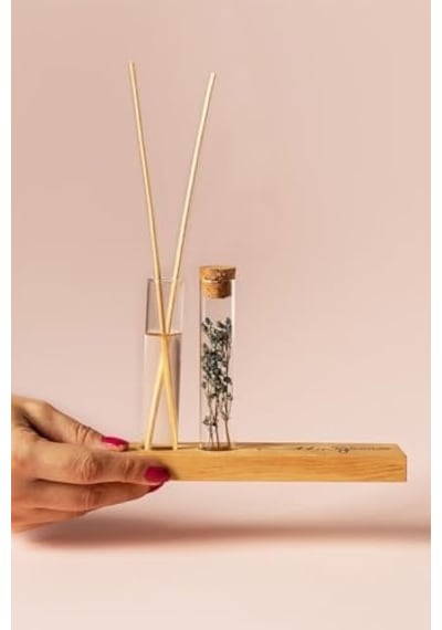 Doğum Günü Hediyesi Mottolu Çiçekli Dekoratif Set - Bambu Oda Kokusu Şişesi Abundance Prosperity