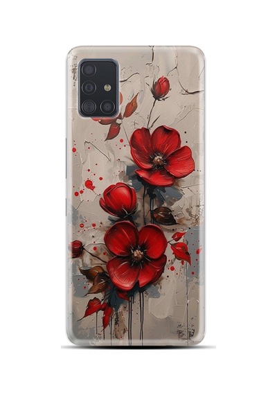 Samsung Samsung Galaxy Uyumlu A31 Kılıf Boutique Baskılı Resimli Kırmızı Çiçek Pcode -098