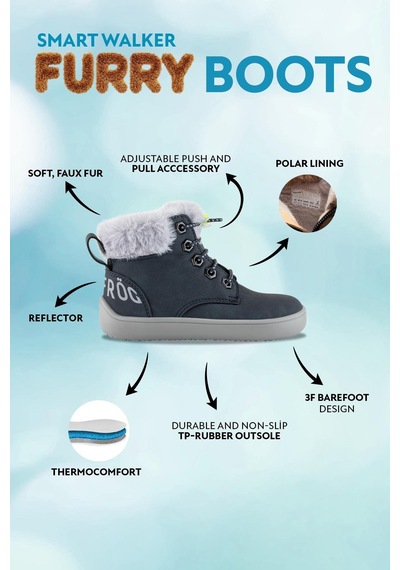 Hopfrög Furry Boots Lacivert Nubuk Barefoot Çocuk Botu Lacivert