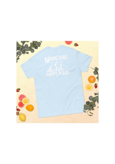 Wildstyle Mountains Are My Happy Place Dağcı Doğa Kamp Baskılı Unisex Pamuklu Tişört Bebek Mavisi
