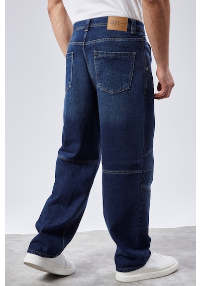 Cedy Denim Cedy Denım Yüksek Kalite Erkek Yüksek Bel Skater Baggy Jeanpantolon C362 Lacıvert
