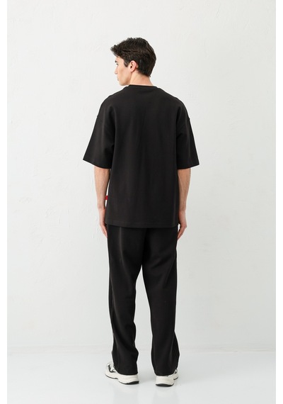 Oversize Baskılı Eşofman Takım V90-21 Siyah