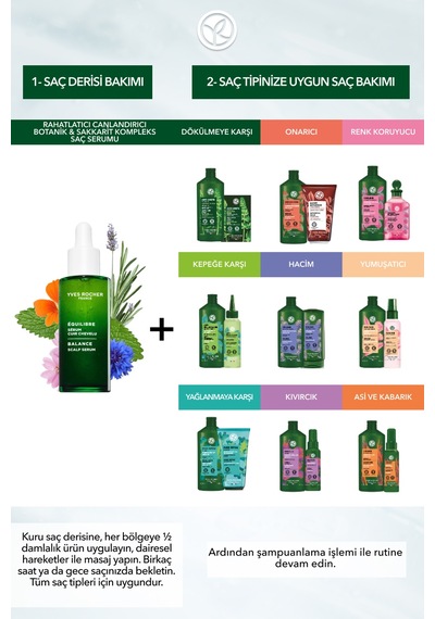 Yves Rocher Botanik Sakkarit Kompleks Canlandırıcı Saç Serumu / Tüm Saçlar / Equilibre - Vegan -50ml
