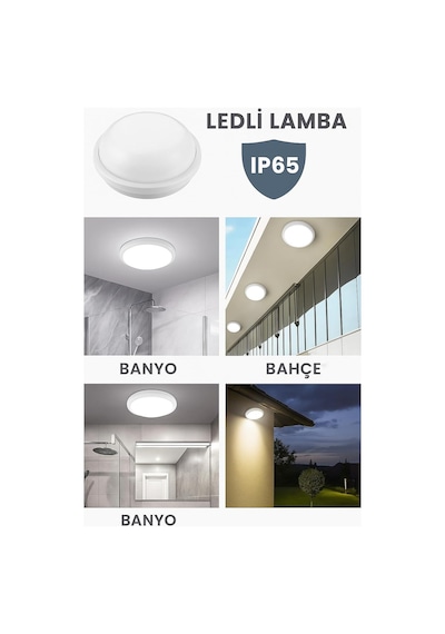 Artos 15w Led Beyaz Tavan Duvar Lambası Ip65 Su Geçirmez Beyaz Işık 6500k 1500 Lümen 220v Banyo Bahçe Balkon İçin Dış Mekan Aydınlatma 120w Ampul Eşdeğeri Çok Renkli