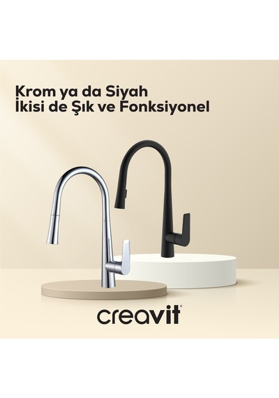 Creavit Spiralli Mutfak Armatürü Mat Siyah Bt.mf8858s
