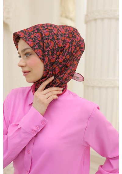 Silk Home Soft Eşarp 73077-27 Siyah, Pembe, Vizon, Mercan