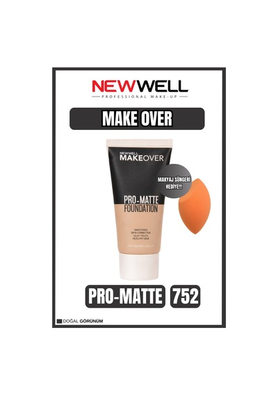 New Well Makeover Pro-matte Foundatıon 752 - Makyaj Süngeri Hediye 001 C