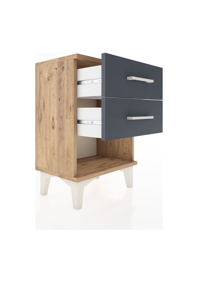 Arges Komodin 2 Çekmeceli 44x30x64 Çam-antrasit Atlas Çam