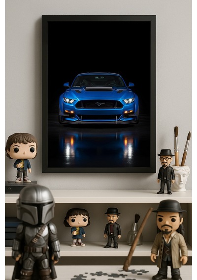 Ford Mustang Shelby Super Snake Siyah Ahşap Çerçeveli Poster, Dekoratif Araba Duvar Tablosu