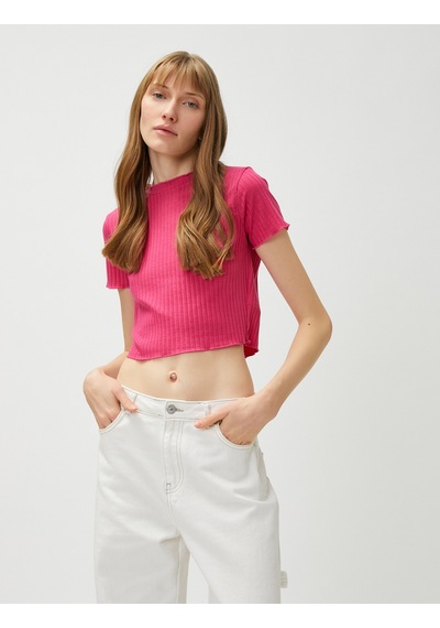 Koton Crop Tişört Kısa Kollu Dik Yaka Pembe 3sak50007ek Gül Koton Crop Tişört Kısa Kollu Dik Yaka Pembe 3sak50007ek Gül