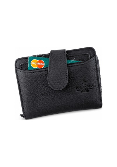Alphaclub Bag Kadın Çok Bölmeli Kartlıklı Çıtçıt Kapamalı Cüzdan Siyah
