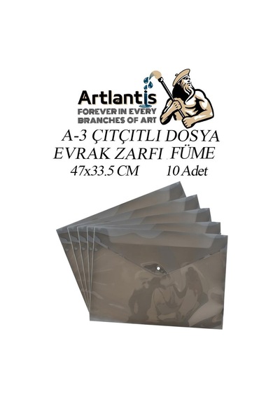 A3 Çıtçıtlı Dosya 10 Adet 47 x 33.5 CM Füme