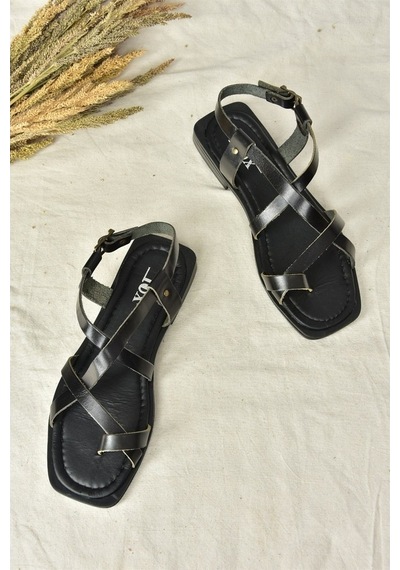 Fox Shoes Siyah Hakiki Deri Parmak Arası Kadın Sandalet M29184120