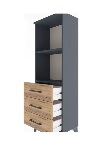 Arges Dolap 2 Raflı 3 Çekmeceli 44x30x134 Antrasit-çam Antrasit