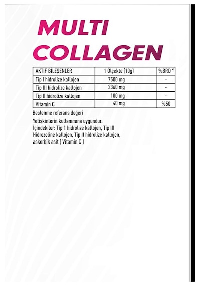 Collagen - Sporcu Kolajen / Çilek- Vitamin İlaveli - Tip 1,2,3 - 300g 40 Servis
