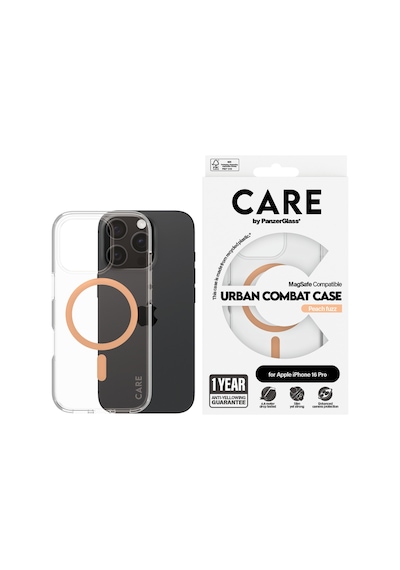 Flagship Apple Uyumlu iPhone 16 Pro Magsafe  Urban Combat Şeffaf-şeftali Telefon Kılıfı Bej