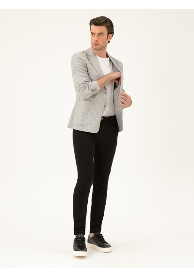 Cacharel Açık Gri Slim Fit Pamuk Karışımlı Ceket