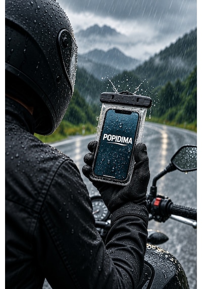 Universal Su Geçirmez Şarj Girişli Motosiklet Scooter Bisiklet Atv Telefon Tutucu Poşet Kılıf Beyaz