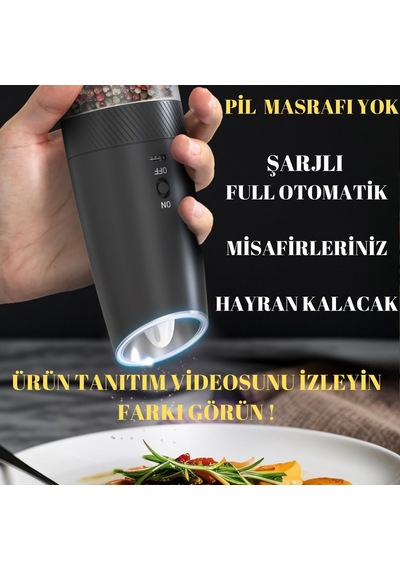 Lexroo Şarjlı Işıklı Full Otomatik Yeni Nesil Tuz Karabiber Değirmeni Baharat Öğütücü Çok Renkli