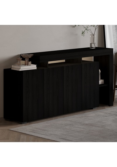 İnarch Dizayn Beliz Led Işıklı Modern Konsol 170 Cm, 4 Kapaklı Ve İç Raflı Depolama, Tasarım Siyah İnarch Dizayn Beliz Led Işıklı Modern Konsol 170 Cm, 4 Kapaklı Ve İç Raflı Depolama, Tasarım Siyah