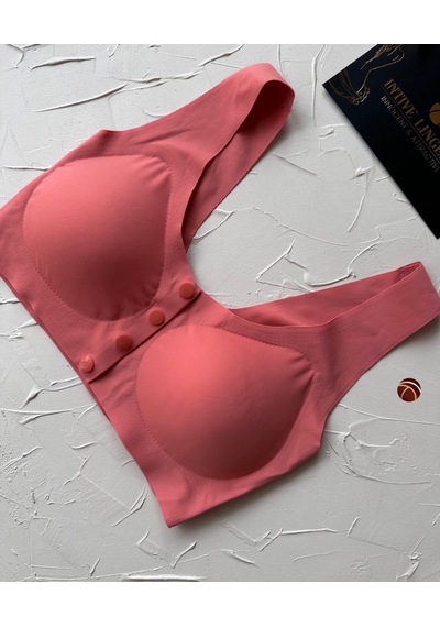 Gracie Lazer Kesim Dikişsiz Önü Çıtçıtlı Açılabilir Rahat Bralet/ Nar Çiçeği