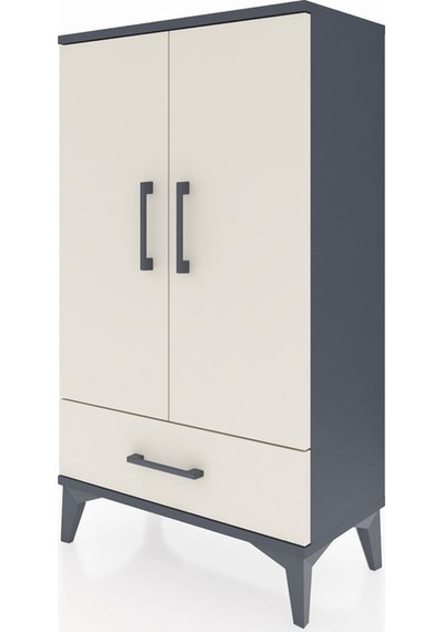 Arges Komodin 3 Raflı Tek Çekmeceli 2 Kapaklı 60x30x106 Antra... Antrasit