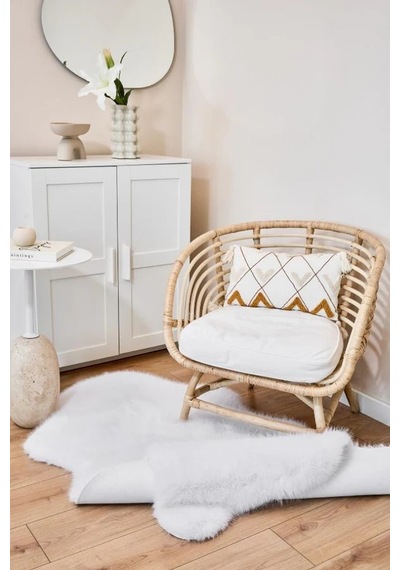 Apex Reiki Beyaz Peluş Post Şekilli Halı Beyaz