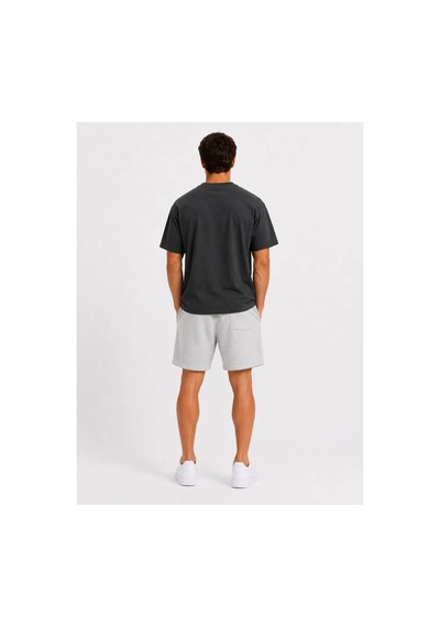 Hzr Wear Erkek Regular Fit Rahat Kesim %100 Pamuk Hafif Kalın Beli Bağcıklı Şort Gri