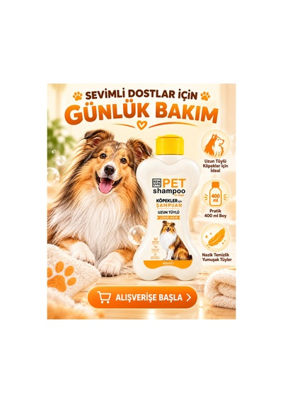 Uzun Tüylü Köpek Şampuanı 400 Ml Hassas Ciltler İçin Kolay Tarama, Yumuşak Ve Parlak Tüy Bakımı