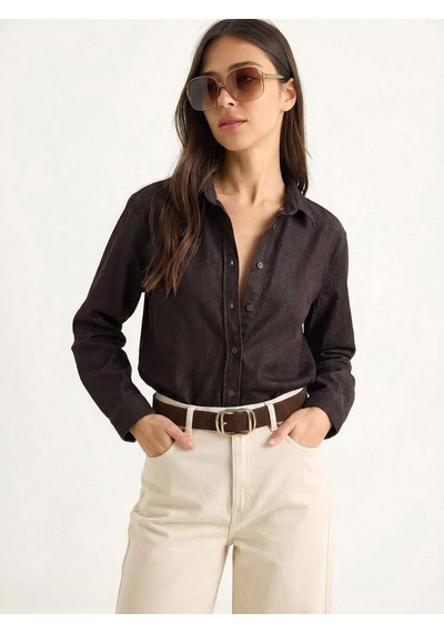 Shade Kadın Regular Fit Denim Gömlek 7513 60283940 - Kahverengi