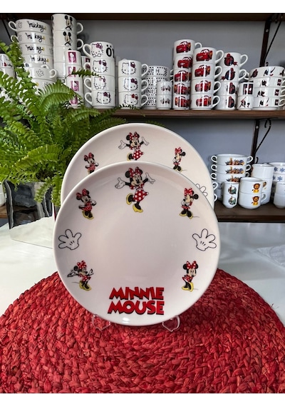 6 Parça Minnie Mouse Model Çocuk Bebek Yemek Takımı Beslenme Seti Çok Renkli