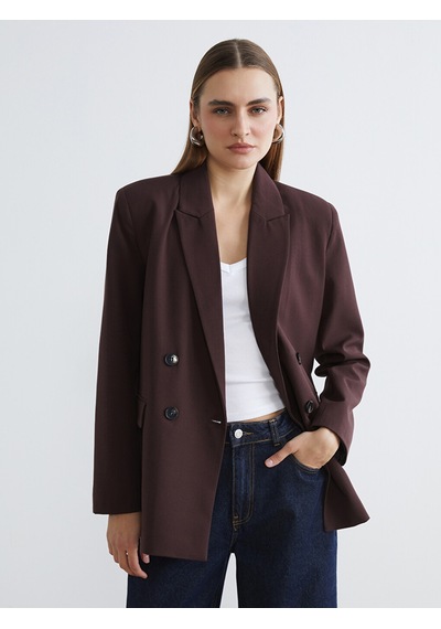 Lcw Everyday Bordo Kruvaze Yaka Kadın Blazer Ceket
