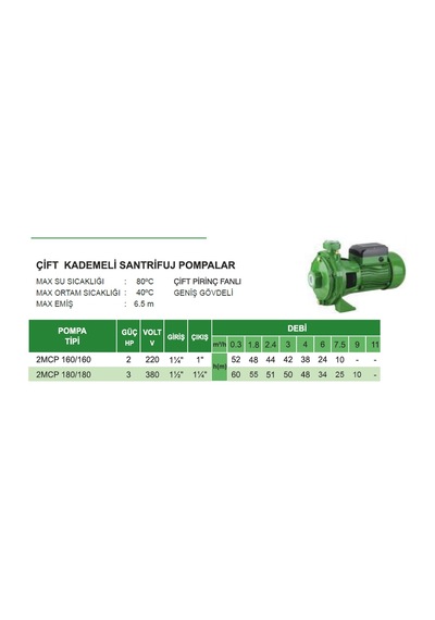 Atlantis 2mcp 160/160 2.hp 220v Çift Kademeli Santrifüj Pompa