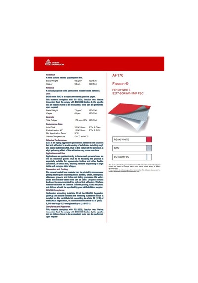 Avery Dennison Pe100 White S277-bg45wh Imp Fsc Etiket Filmi 250mm X 300 Metre
