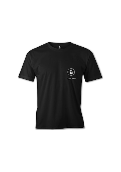 Kalp - Kilitli Siyah Erkek Tshirt