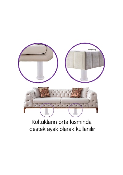 2 Adet Modül Ayarlanabilir Destek Ayağı 15 X 23 Cm Beyaz Ayak Mobilya Kanepe Baza Koltuk Ünite Ayakları