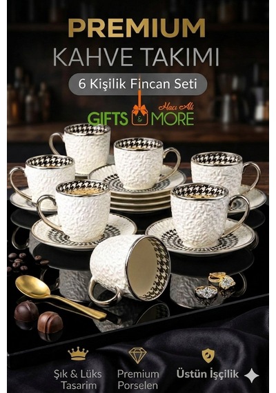 100cc 6lı Fincan Kabartma Silver Beyaz - Gümüş