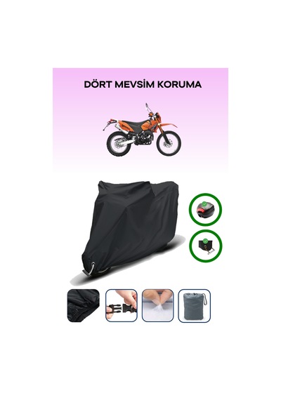 Siyah Arka Çanta Ve Kilit Uyumlu Yuki Yk250gy-7 İzci Uyumlu Motor Brandası