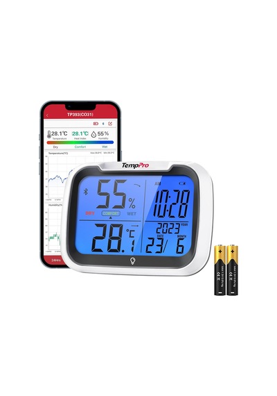Thermopro Tp393b Ev İçin Dijital Oda Termometresi Nem Ölçer, Bluetooth Üzerinden 80m Menzilli Otomatik Veri Senkroni