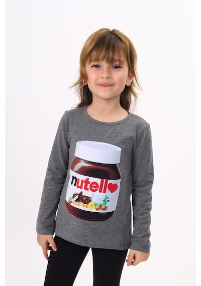Toontoy Kids Toontoy Kız Çocuk Nutella Baskılı T-shirt Antrasit