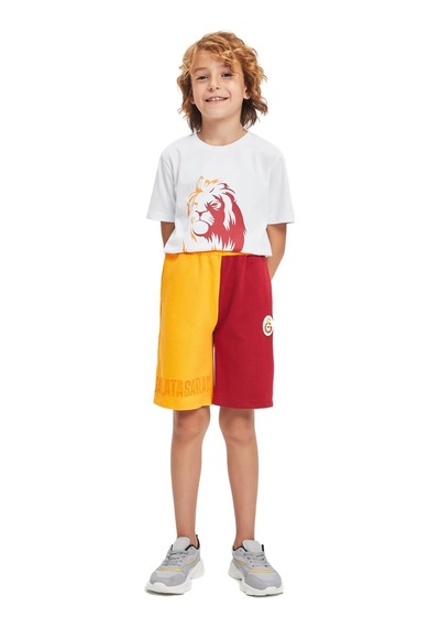 Gsstore Galatasaray Lisanslı Çocuk Şort Kırmızı Sarı Sarı - Kırmızı